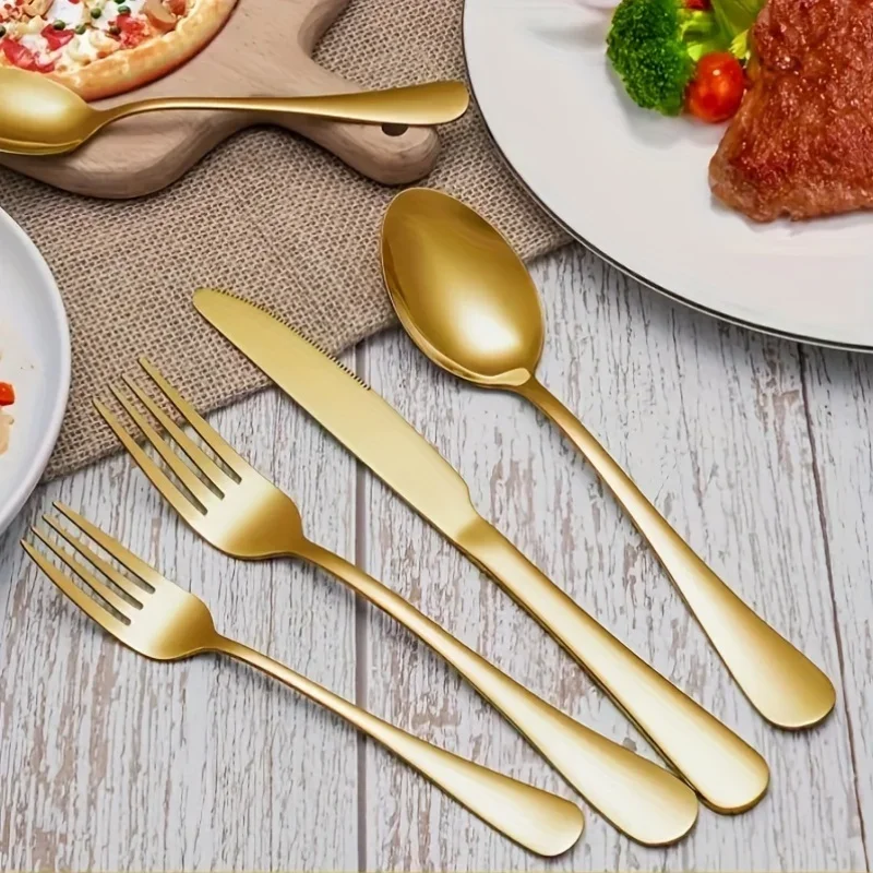 Luxury 30/60-Piece Gold Stainless Steel Flatware Set – Dinner Spoons, Forks, Knives - Image 3