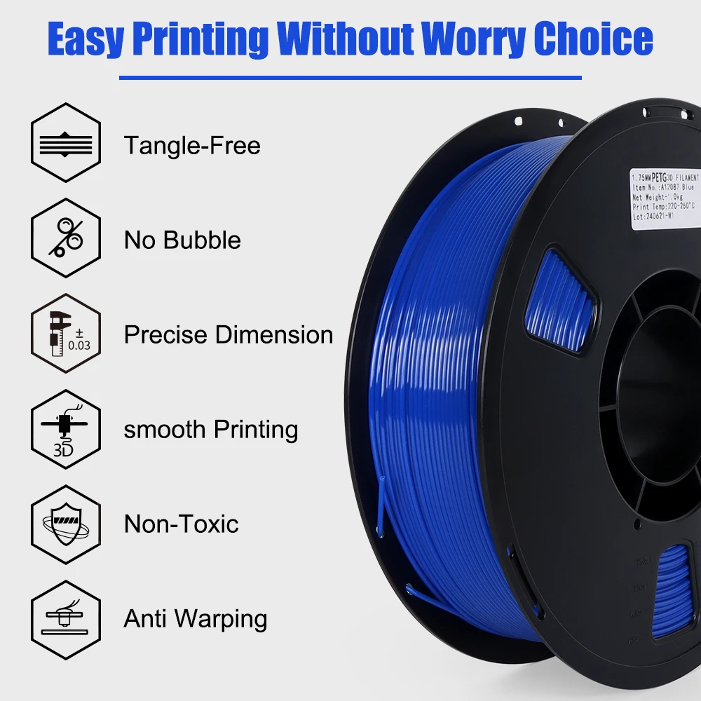 10kg PETG 3D Printer Filament, Color Mixing, 1.75mm, 5 Rolls, 1KG - Image 3