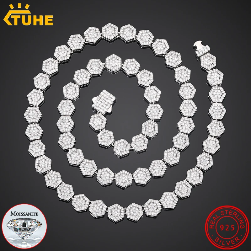 Iced Out D VVS1 Moissanite Necklace Women S925 Sterling Silver Custom Bracelets Chains Men Hip Hop Jewelry GRA