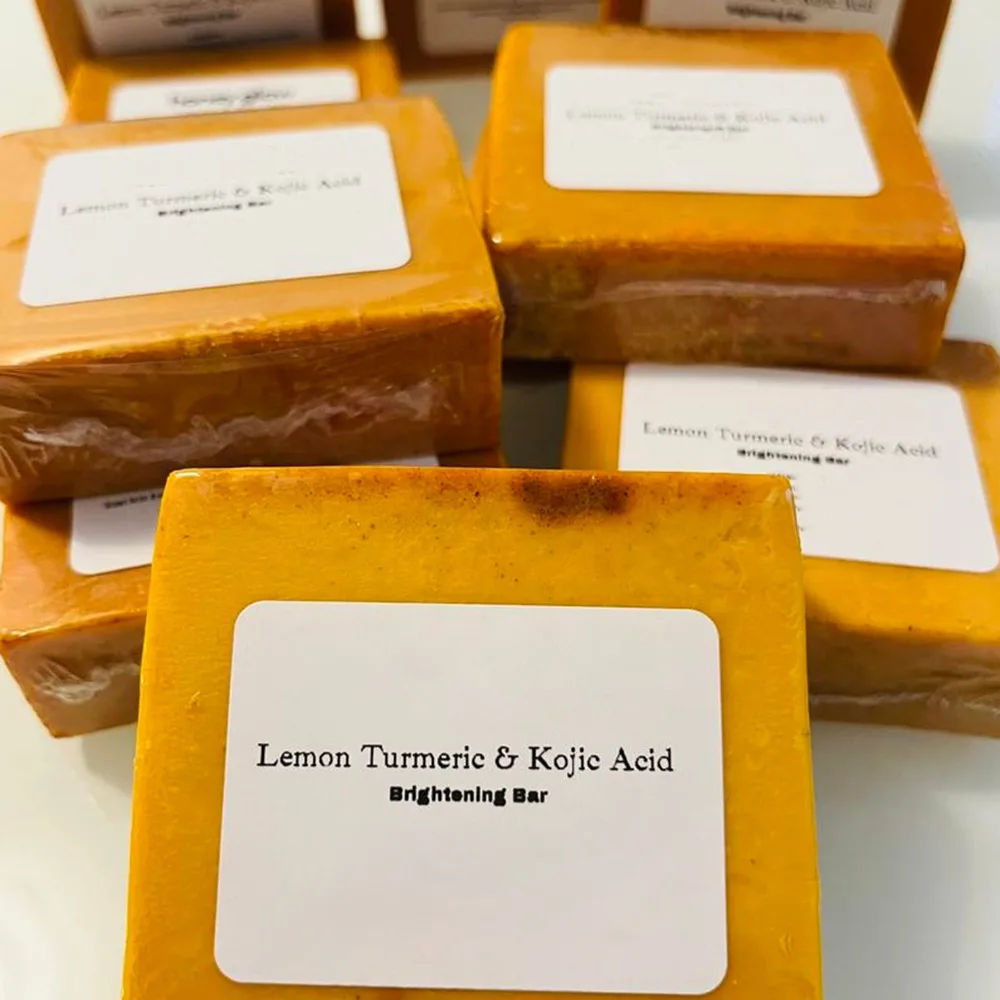 Lemon Turmeric Kojic Acid Soap 100g – Brightening Facial & Body Bar - Image 2