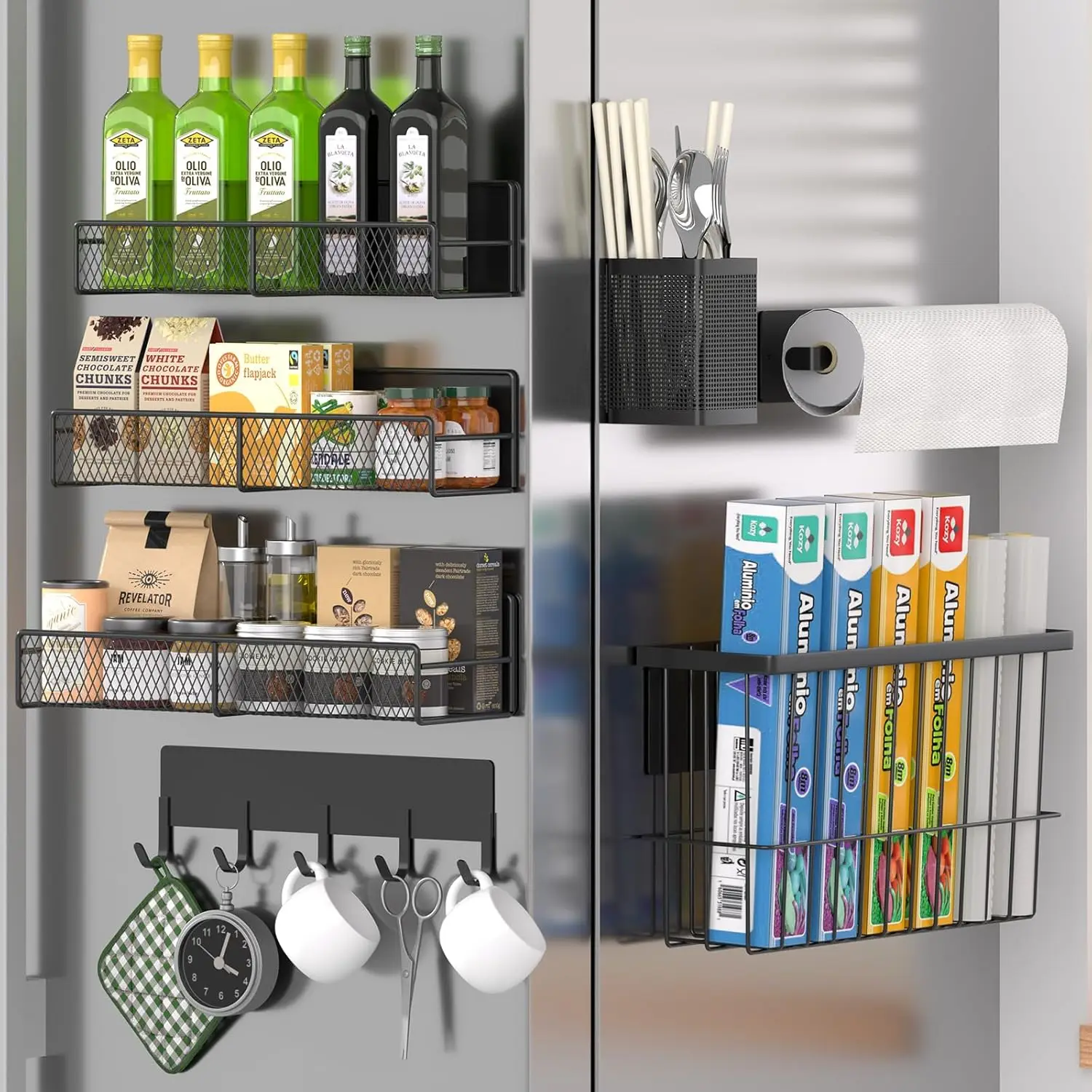 Magnetic Spice Rack for Refrigerator – 6‑Pack Black Metal Shelf Organizer - Image 7