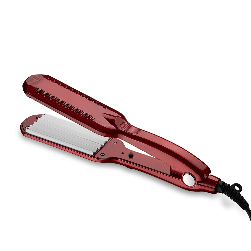 Professional Ceramic Wave Flat Iron – Adjustable Temperature, Wide Plate Curling Iron