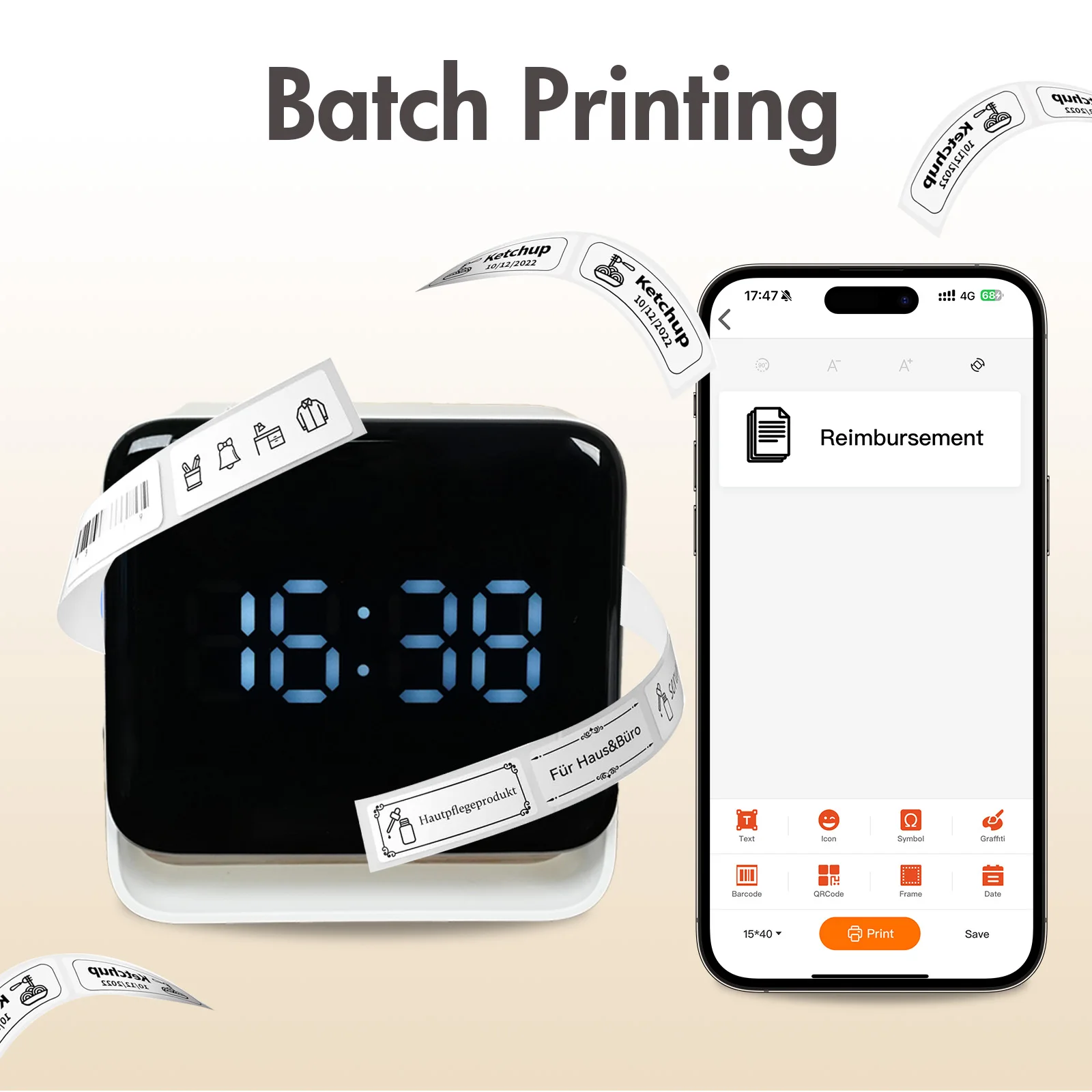 Wireless Bluetooth Label Maker Printer, Portable Mini Thermal Printer for Home
