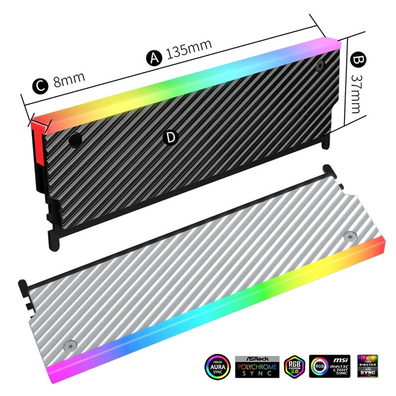 5V 3‑Pin ARGB RAM Cooler – Dual‑Fan DDR2‑DDR5 Heatsink, Aura Sync Compatible - Image 6