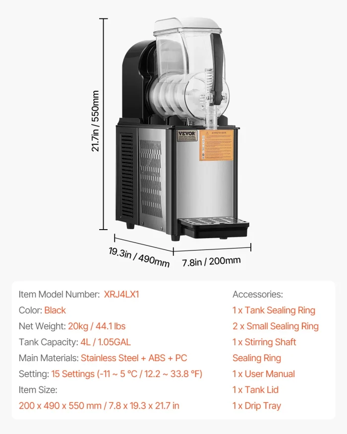 VEVOR 36L Triple-Tank Slushy Machine – Stainless Steel Margarita & Smoothie Maker - Image 10