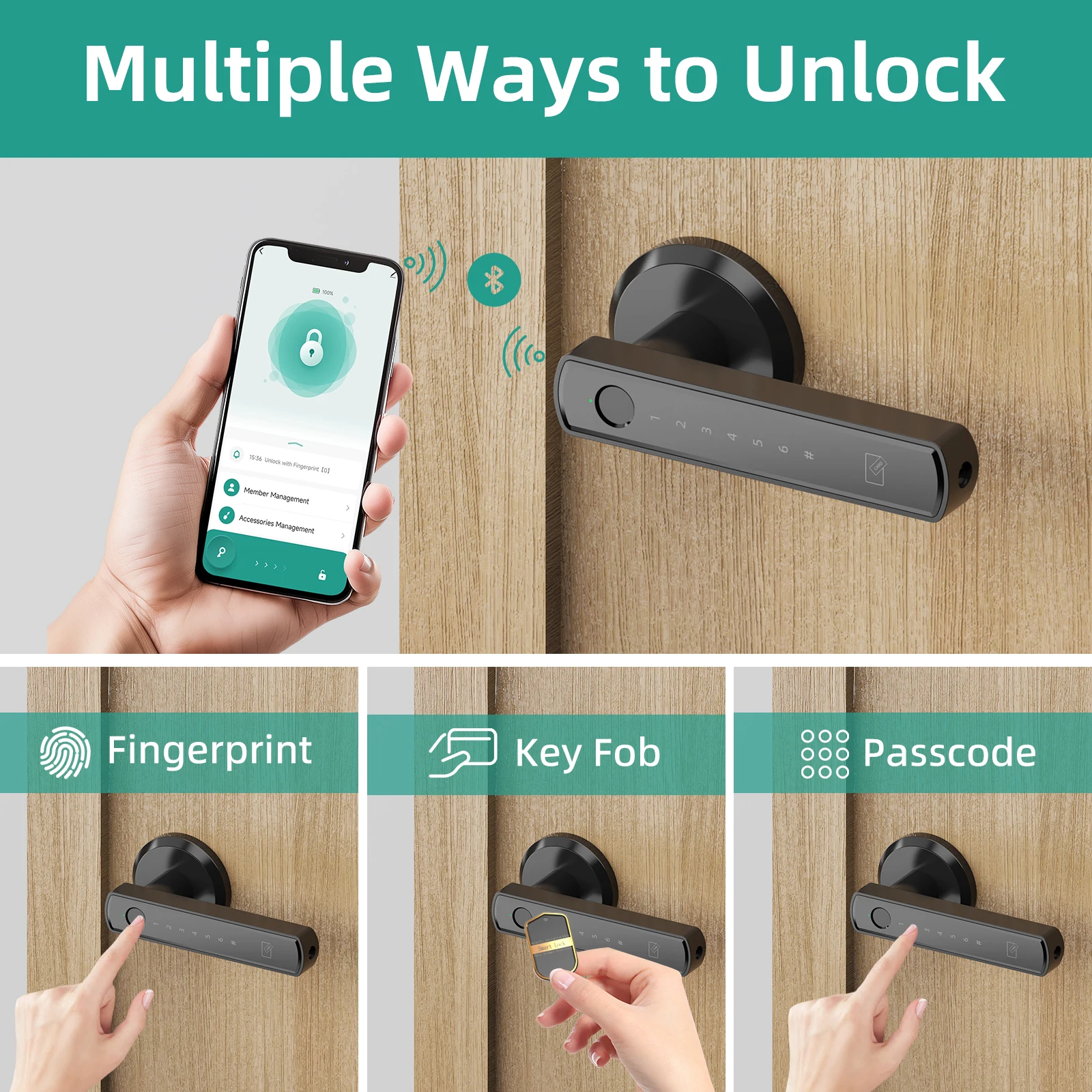 Smart Fingerprint Touchscreen Smart Lock – App, Passcode & Remote Control - Image 3