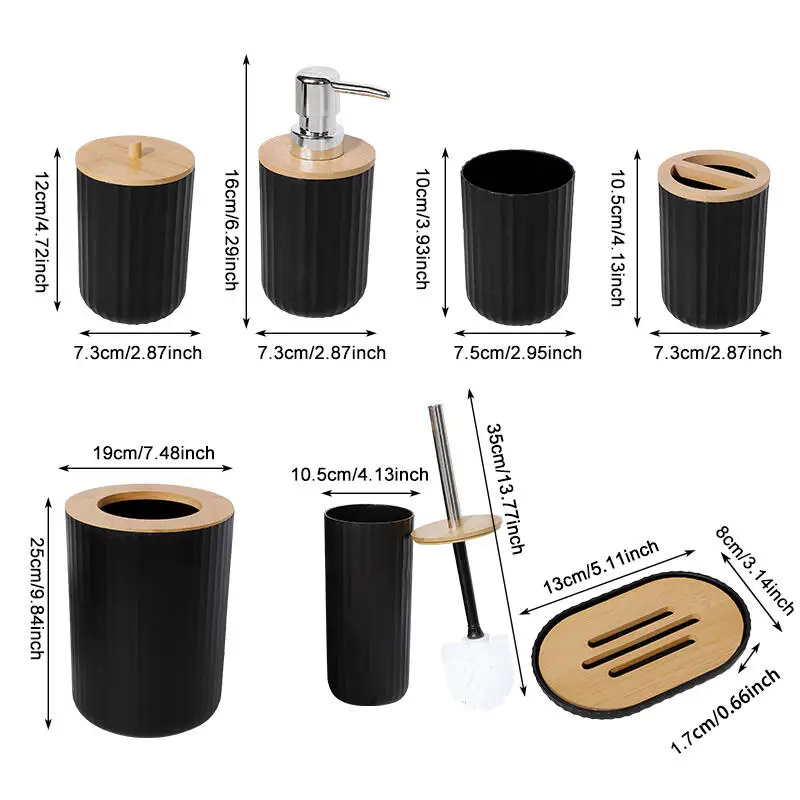 7-Piece Bamboo Bathroom Accessories Set – Stylish Bath Ensemble - Image 2