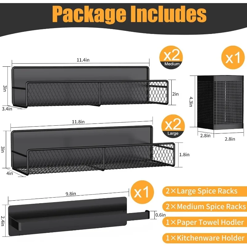Magnetic Spice Rack for Refrigerator – 6‑Pack Black Metal Shelf Organizer - Image 2
