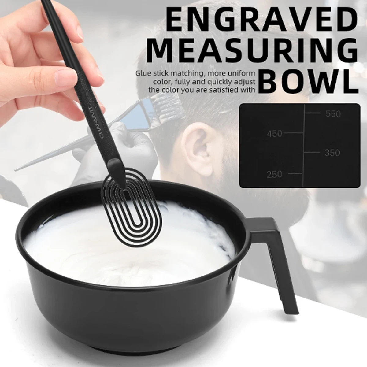 2pcs Barbershop Hair Dyeing Bowl Set – Plastic Circular Mixer with Rod for DIY Styling