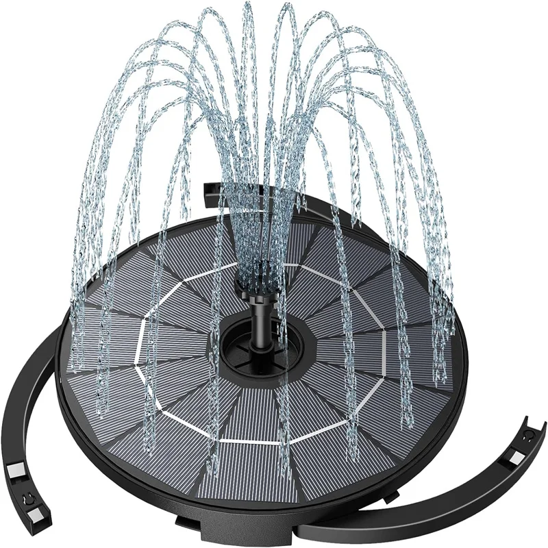 DIY Solar Fountain Pump - 1.2m Power Cord, Solar Bird Bath Fountain with 6 Nozzles