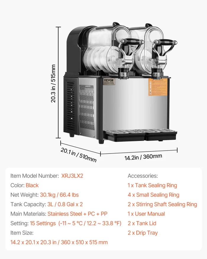 VEVOR 36L Triple-Tank Slushy Machine – Stainless Steel Margarita & Smoothie Maker - Image 12