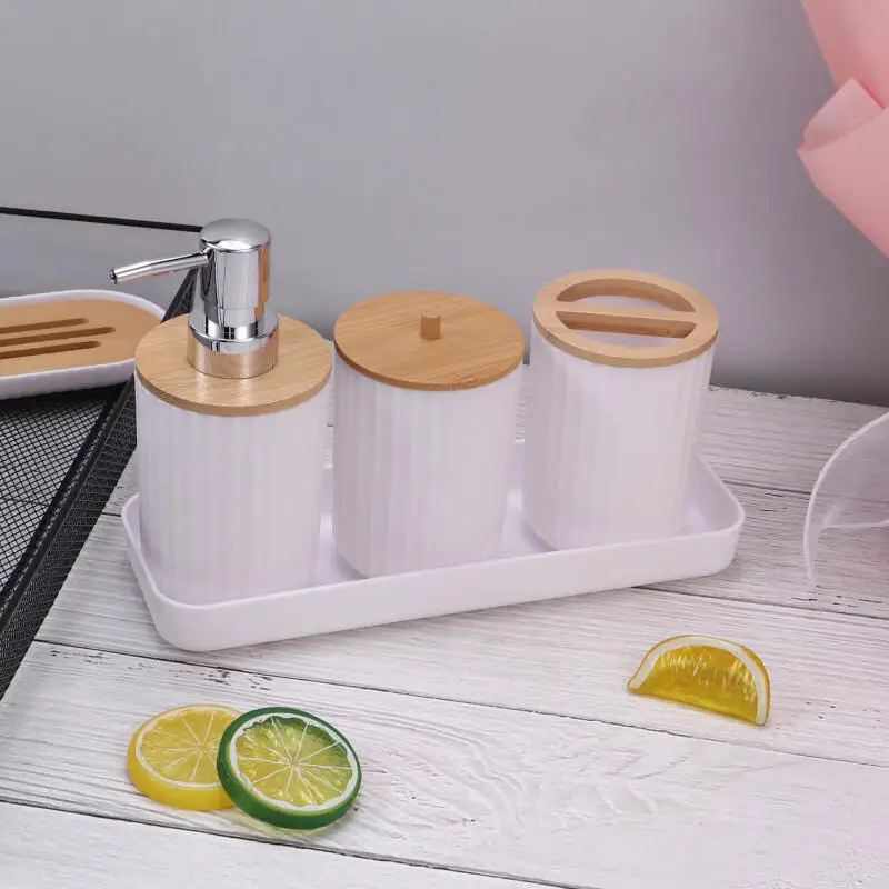 7-Piece Bamboo Bathroom Accessories Set – Stylish Bath Ensemble - Image 4