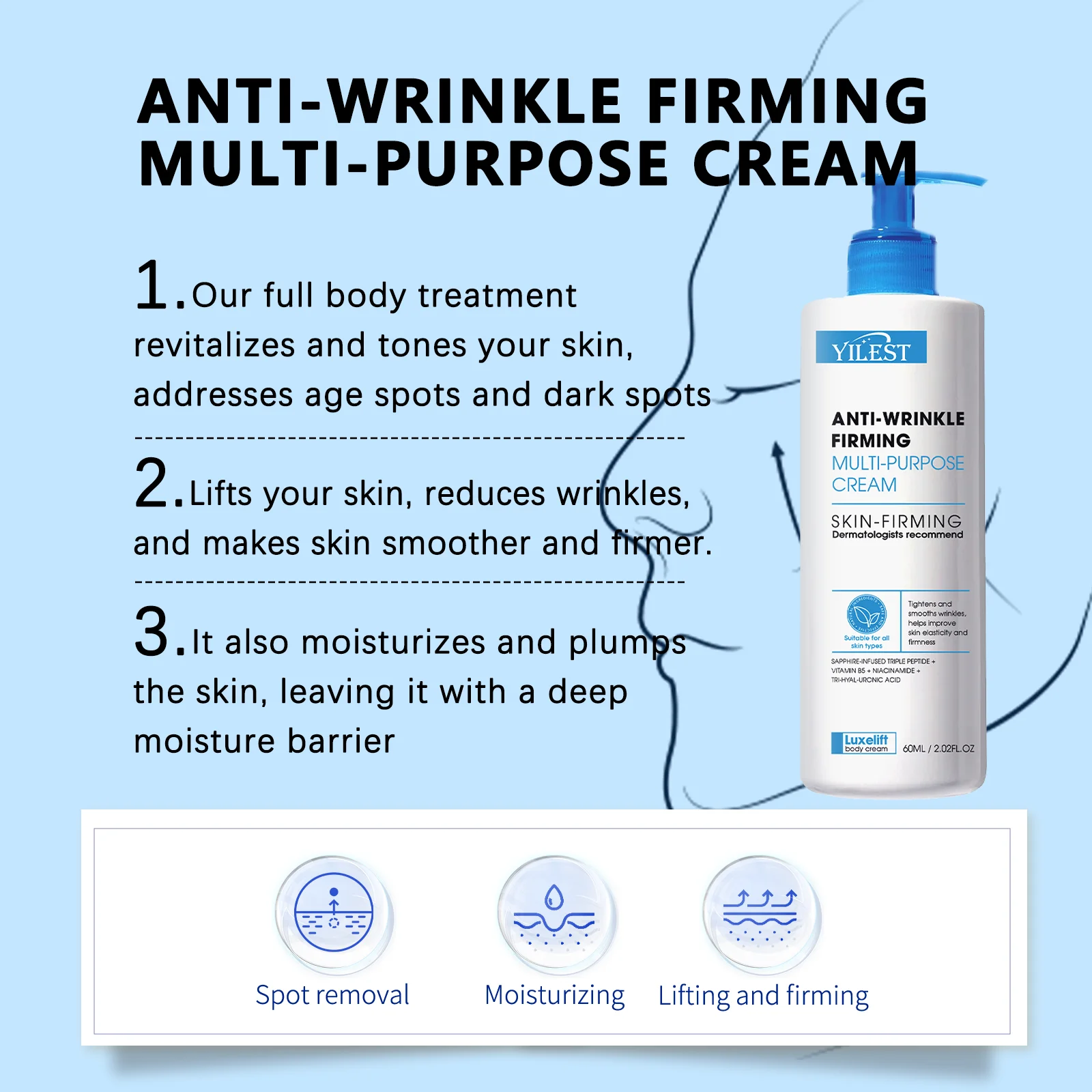 YILEST Anti-Wrinkle Firming Cream – 60ml Moisturizing & Dark Spot Remover - Image 5
