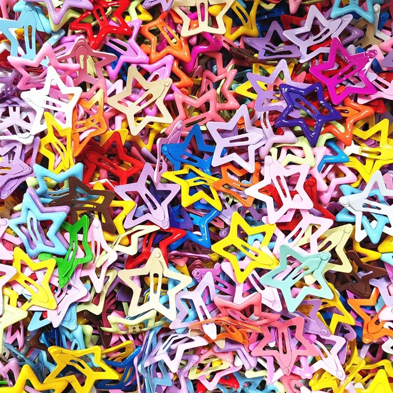 10-40pcs Y2K Star Metal Barrettes Colorful Pentagram Hair Clips Cute Fashion Accessories