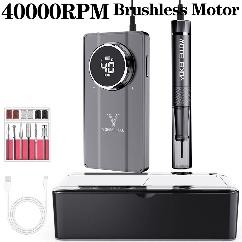 Professional 40000RPM Brushless Nail Drill – Rechargeable with Storage Box - Image 8