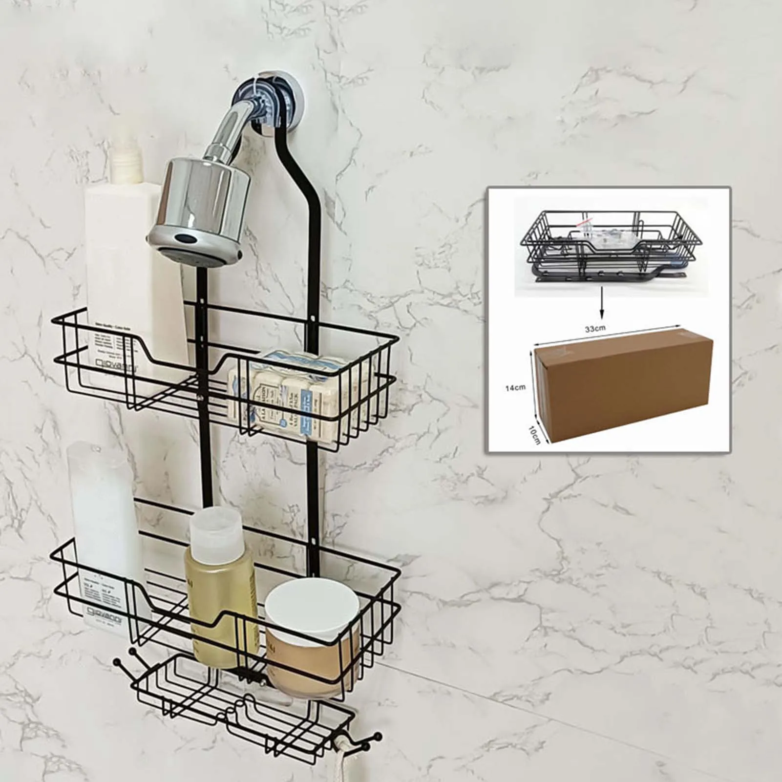 Hanging Shower Caddy Bathroom Storage Rack – Large Capacity Organizer Shelves - Image 2