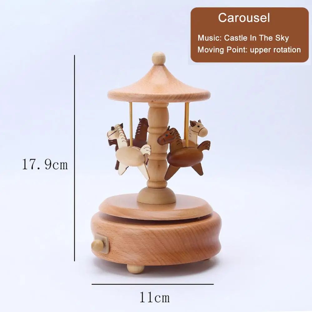 Wind Up Musical Box Retro Wooden Music Box New Year Xmas Birthday Gift Vintage Carousel Ferris Wheel Home Decoration Accessories - Image 8