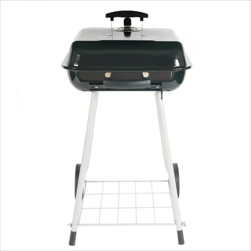 17.5" Square Steel Charcoal Grill on Wheels - Durable & Easy to Clean for Yard Parties - Image 3