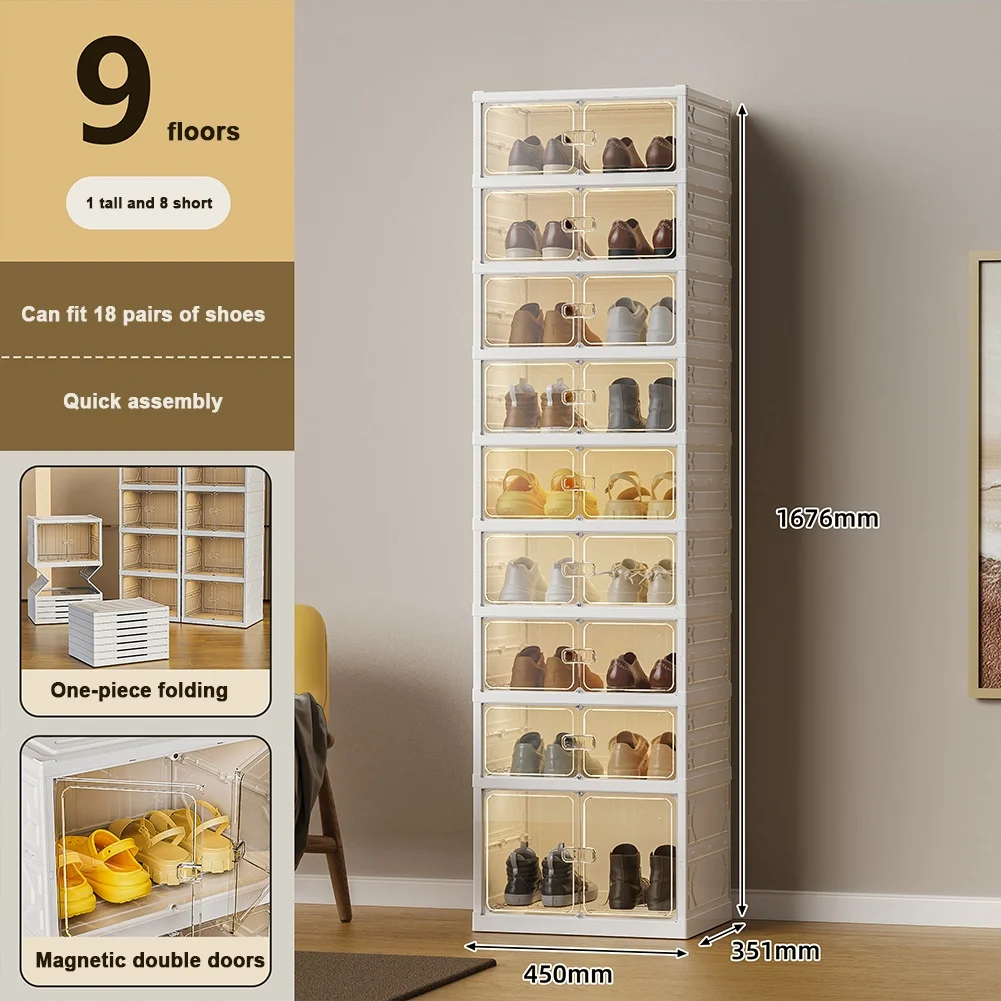 Space-Saving Foldable 6/9-Tier Stackable Shoe Rack – Narrow Entryway Organizer - Image 8