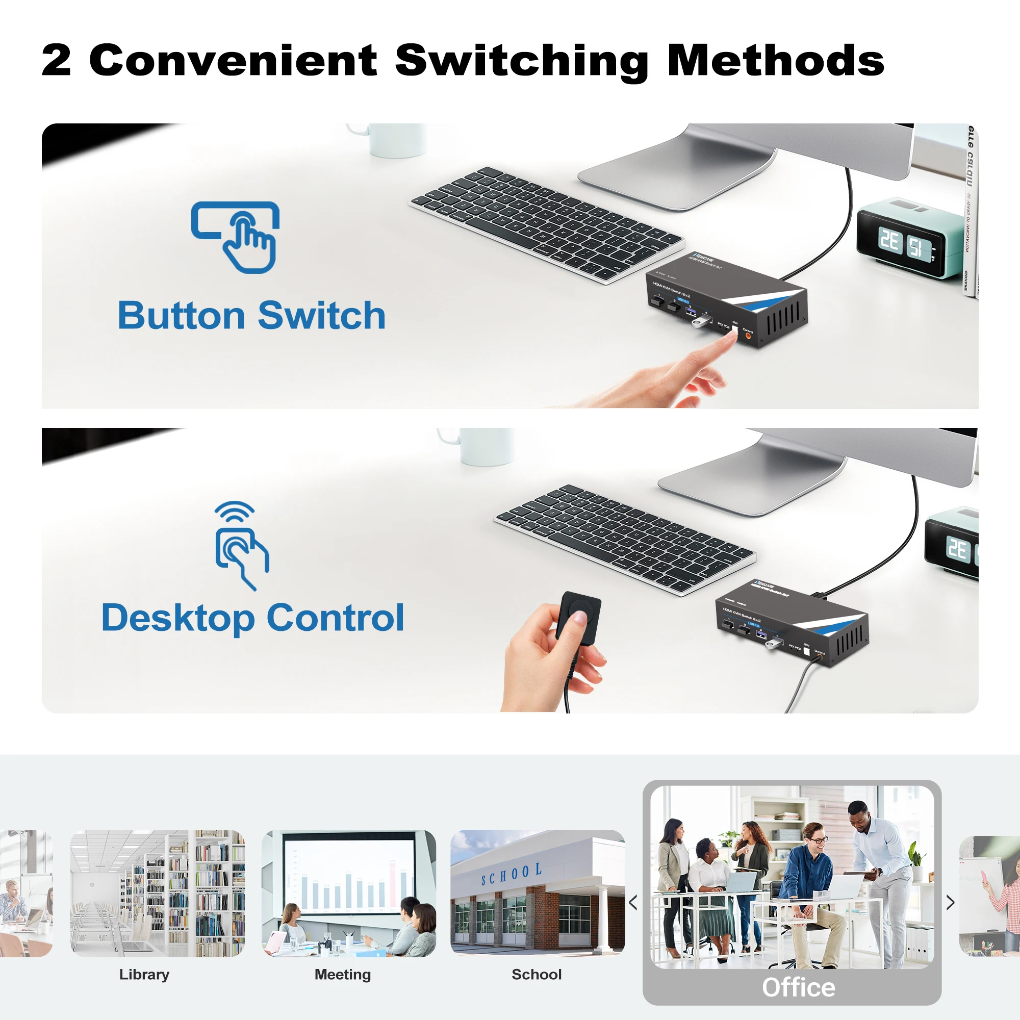 8K KVM Switch HDMI for Dual Monitors, 4K 120Hz, 2 PCs, 4 USB Ports, HDMI 2.1 - Image 3