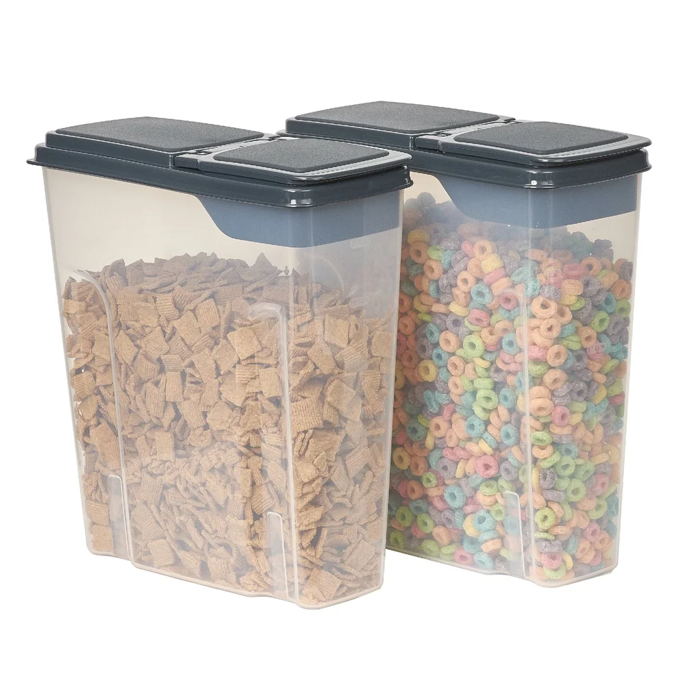 2-Pack 6-Quart Plastic Cereal Dispensers with Easy-Grip Flip Lids – Dry Food Storage Organizer - Image 5