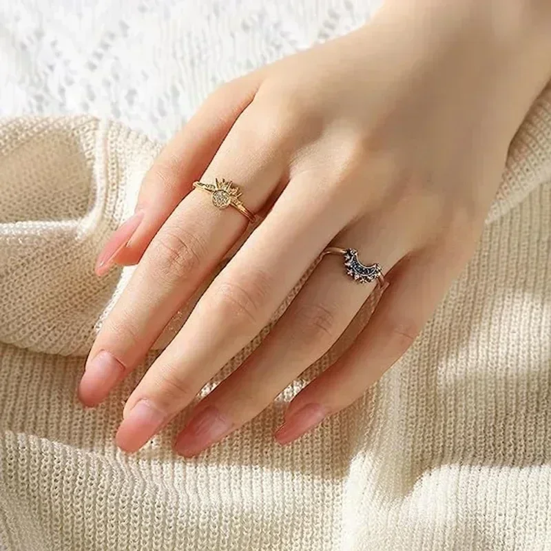 925 Silver Celestial Ring Set – Heart, Bow, Sun, Moon & Star Charms - Image 3