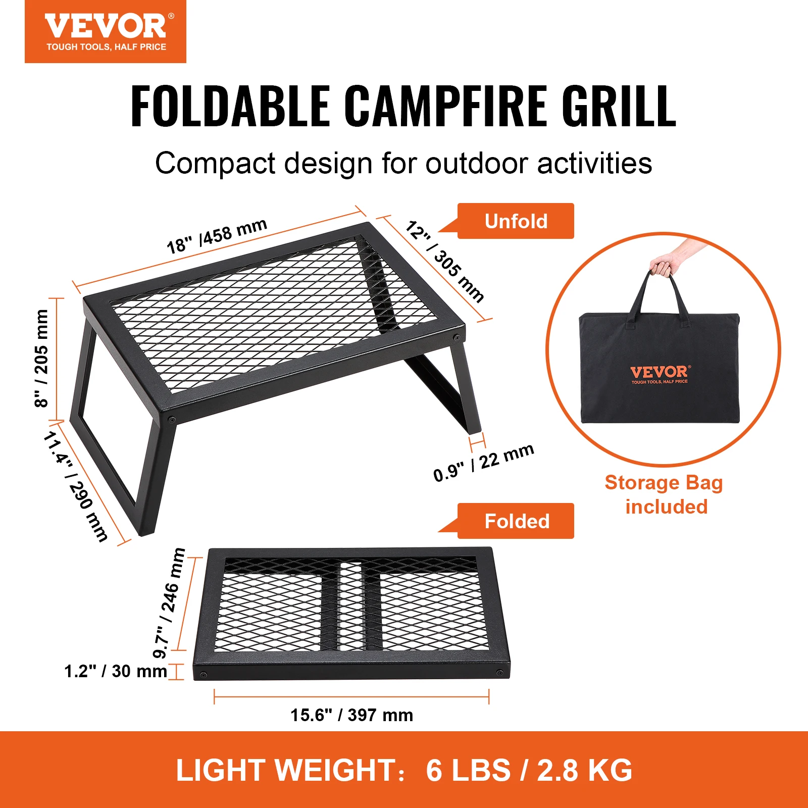 VEVOR 18/24in Barbecue Charcoal Grill, Outdoor Cooking for Camping & Picnics - Image 2