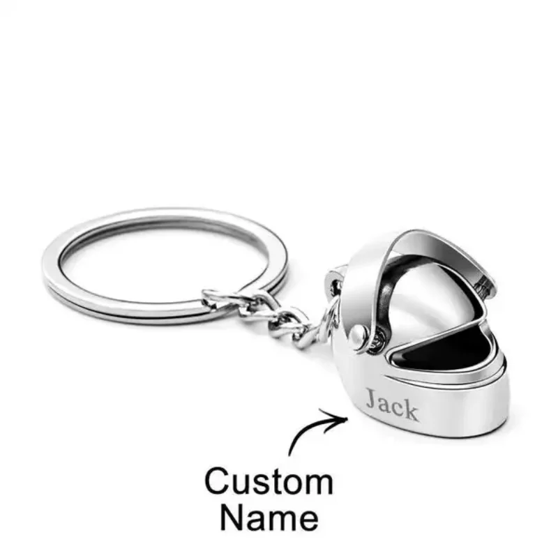 Motorcycle Helmet Keychain – Personalized Name Pendant Gift for Bikers