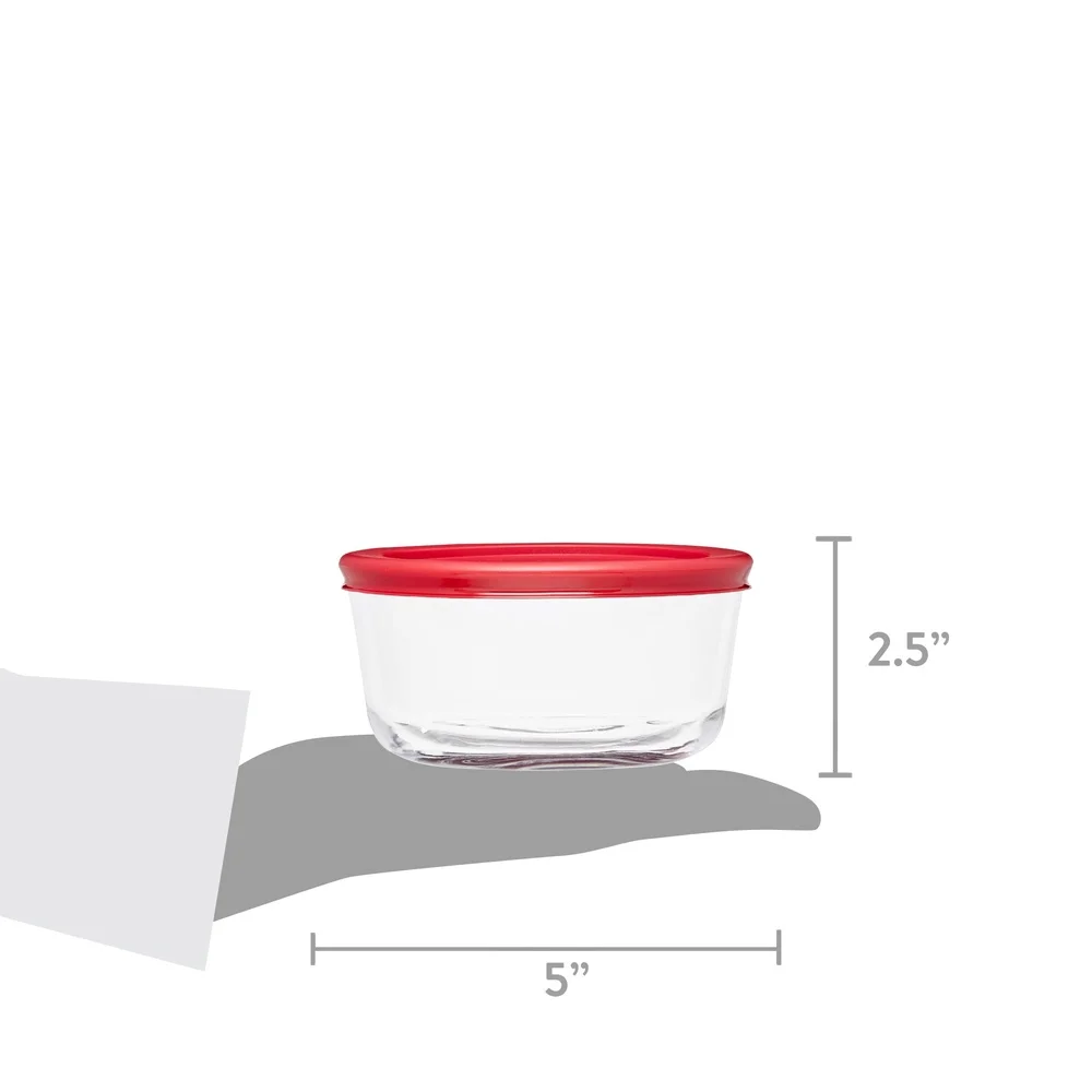 14-Piece Clear Glass Food Storage Set, Non-Toxic, Stackable, Microwave & Dishwasher Safe with Red Lids - Image 3