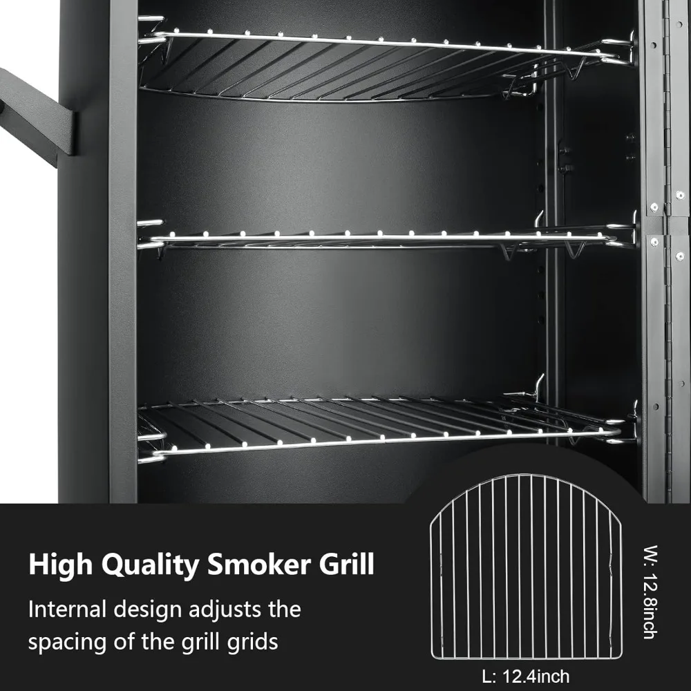 Vertical Smoker with Cover - Outdoor Grill, Temperature Control & 3 Removable Smoking Shelves - Image 3