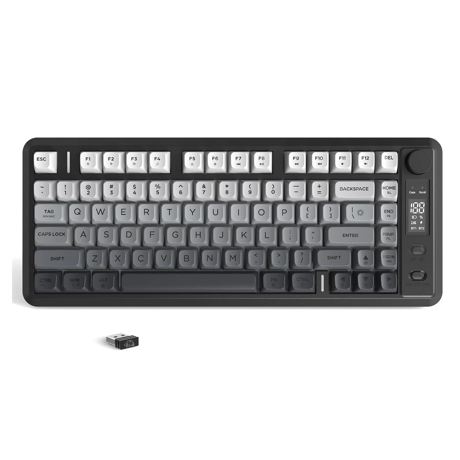 ATTACK SHARK M75 Wireless Membrane Gaming Keyboard with Knob&OLED Display Bluetooth/2.4Ghz Rainbow Backlit Gradient PBT Keycaps - Image 9