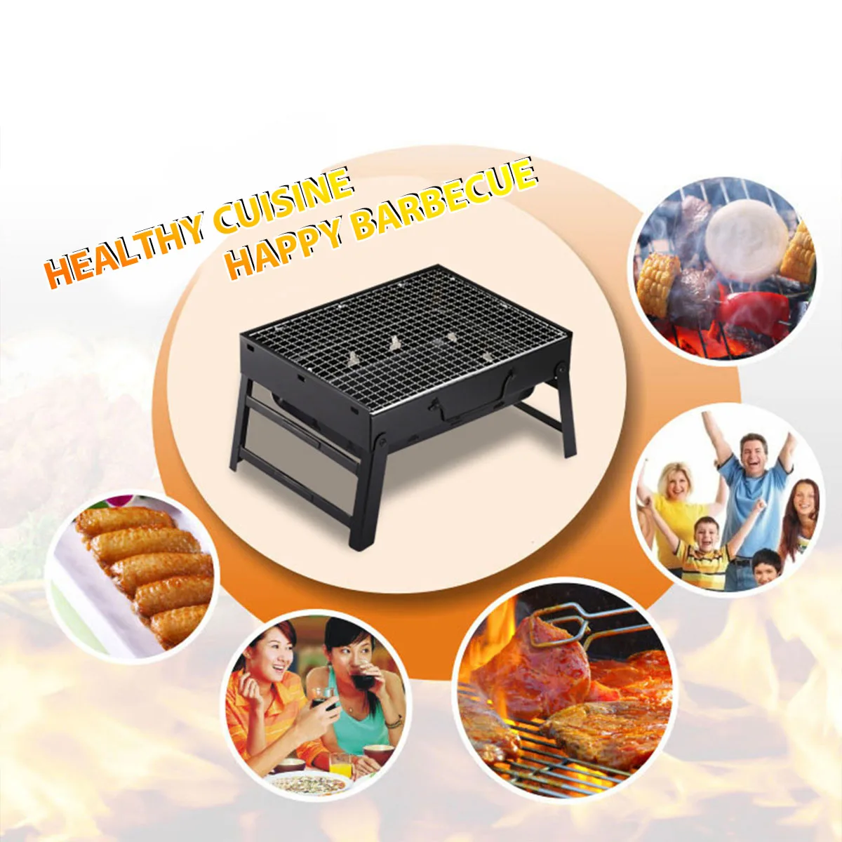 Portable Foldable Steel BBQ Grill - Charcoal Stove for Outdoor Camping Picnic - Image 3