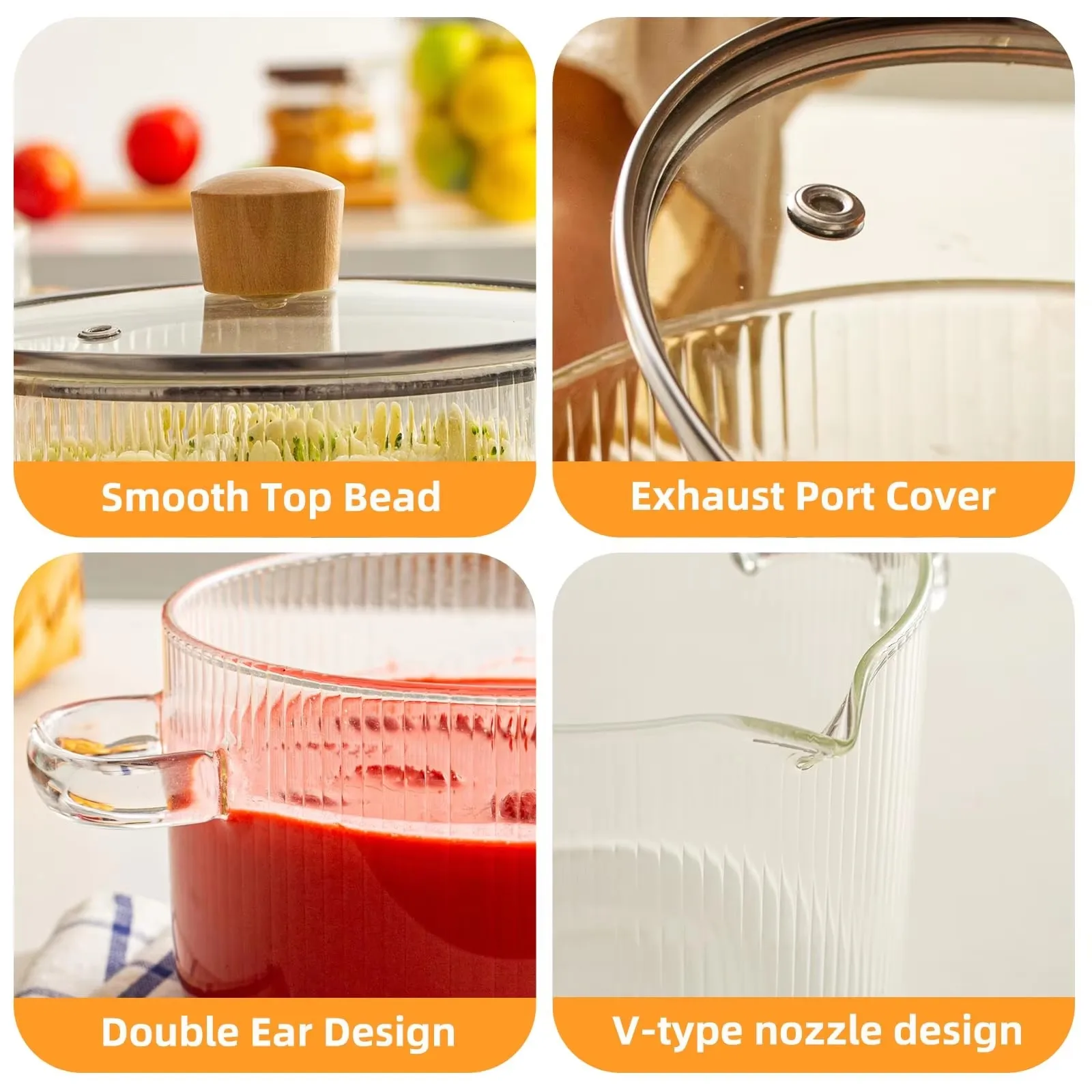 KEMORELA 2‑Piece Borosilicate Glass Saucepan Set – Heat‑Resistant 1.8 L & 2.3 L - Image 4