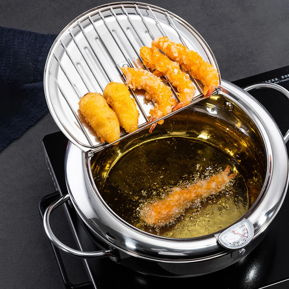 Japanese Style Deep Frying Pot - 304 Stainless Steel with Drip Drainer Rack - Image 4