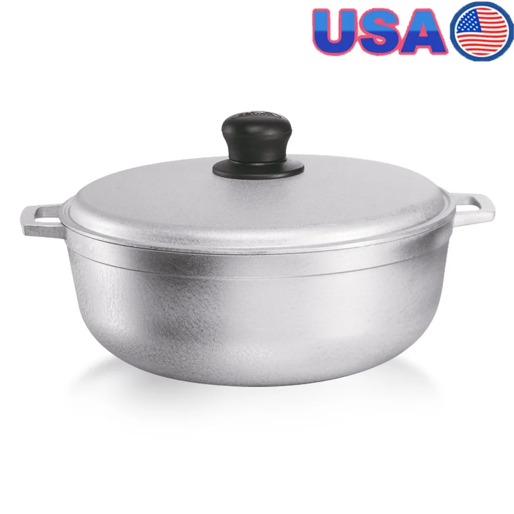 3.7qt Cast Aluminum Nonstick Caldero Pot with Lid – Durable, Oven Safe for Rice, Stews & Soups