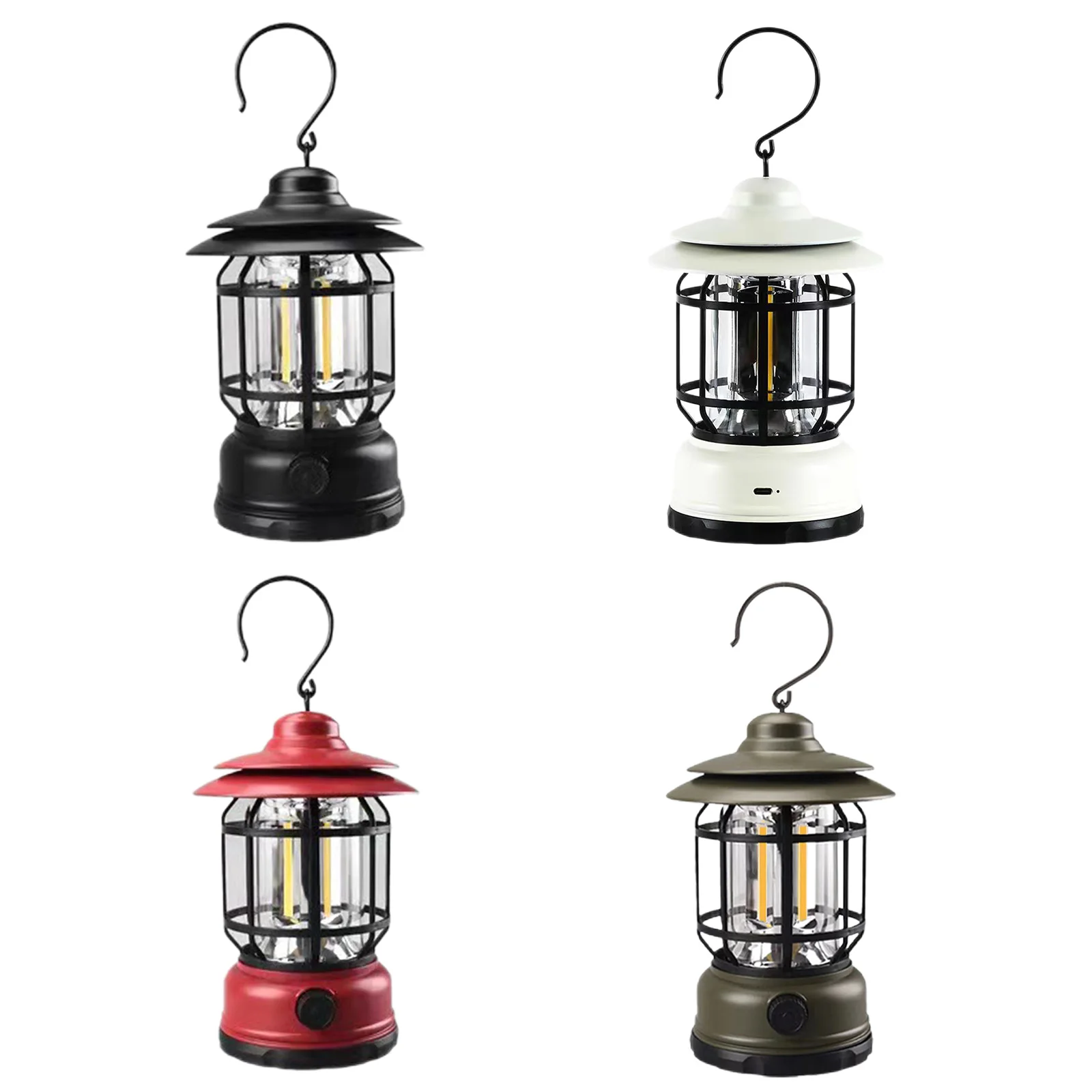 HW Lumens 1200mAh Portable LED Lantern – Vintage Hanging Light for Camping & Garden Use