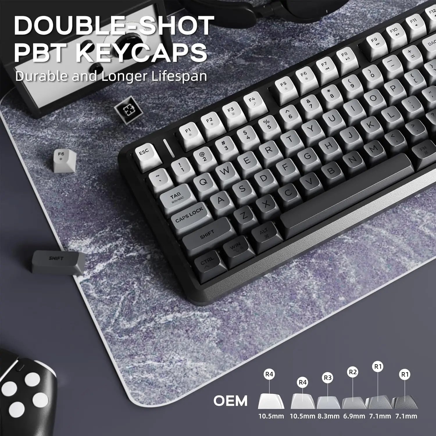 ATTACK SHARK M75 Wireless Membrane Gaming Keyboard with Knob&OLED Display Bluetooth/2.4Ghz Rainbow Backlit Gradient PBT Keycaps - Image 6