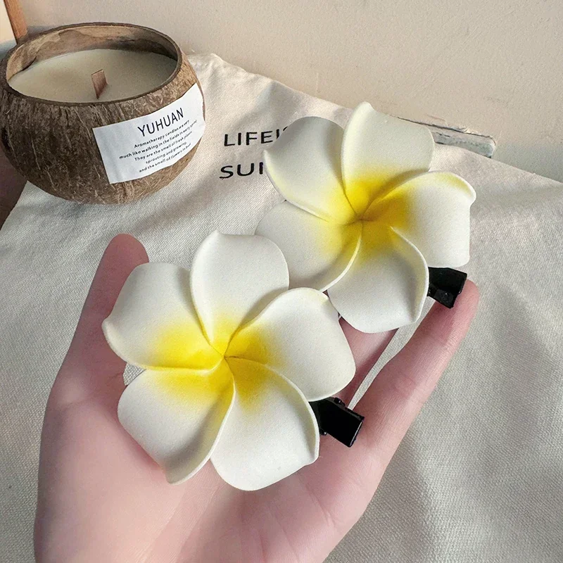 1-10pcs Plumeria Flower Hair Clips Hawaiian Flower Barrette Hairpins for Women Girls - Image 4