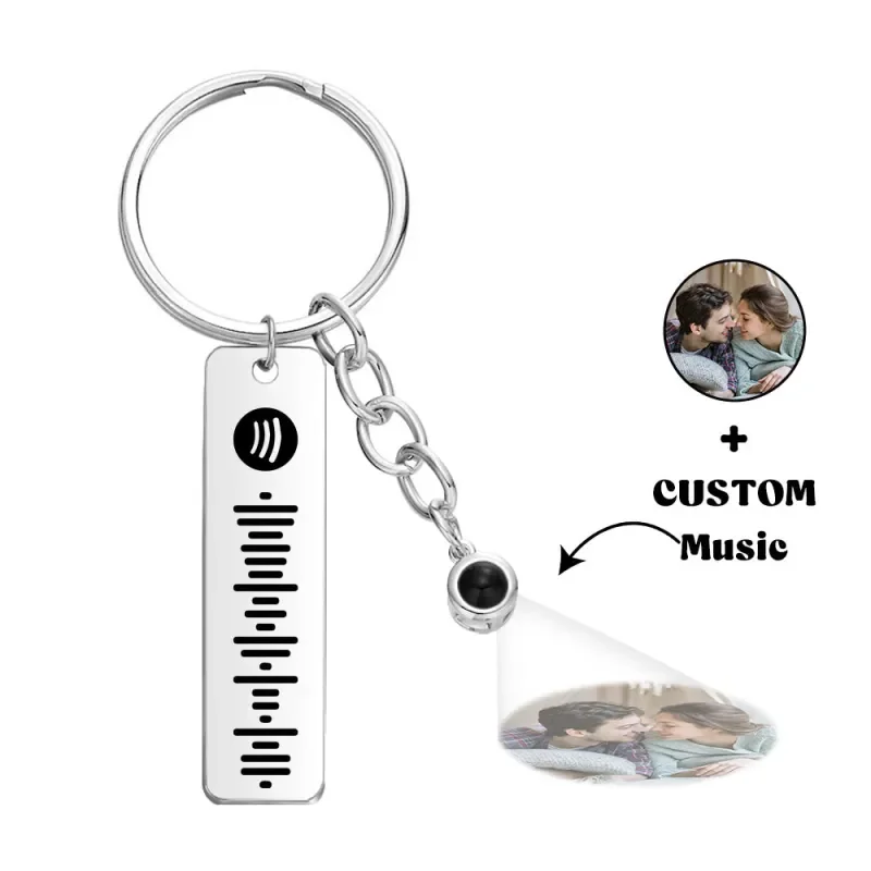 Custom Projection Photo Keychain – Personalized Stainless Steel Picture Keyring