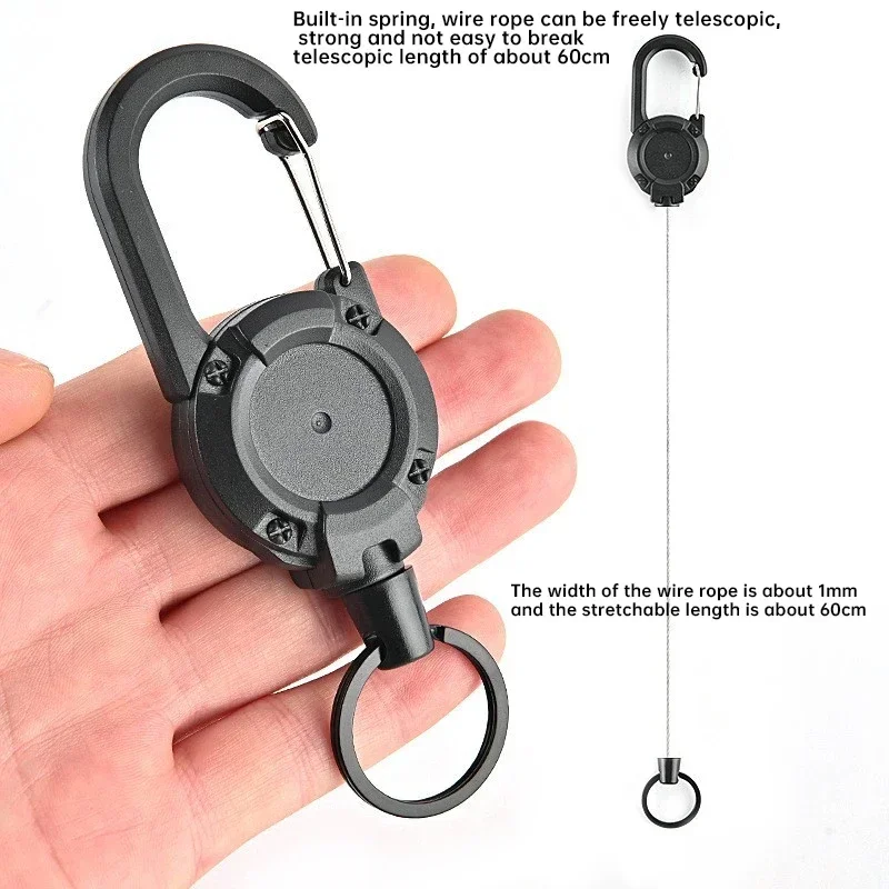 1-20PCS Outdoor Retractable Metal Key Chain Mountaineering Buckle Anti-loss Anti-theft Easy Pull