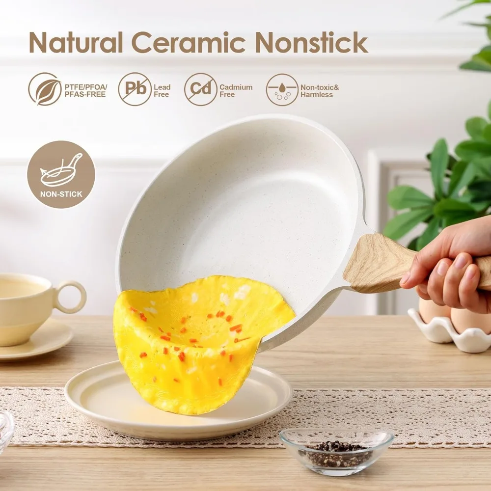 16-Piece Nonstick Ceramic Cookware Set – Healthy Non-Toxic Pots & Pans with Stay-Cool Handles