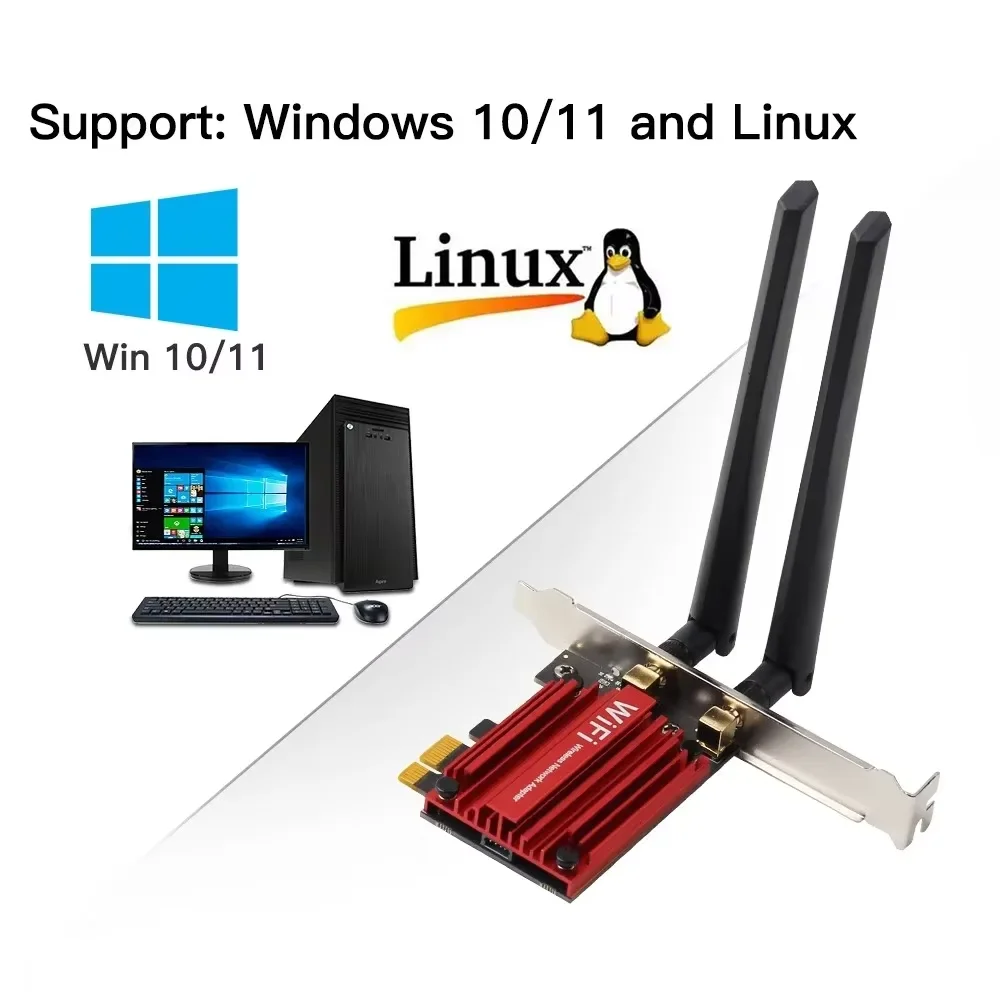 WiFi 6 AX200NGW Dual Band WiFi Adapter, Bluetooth 5.2, PCIe for Desktop - Image 6