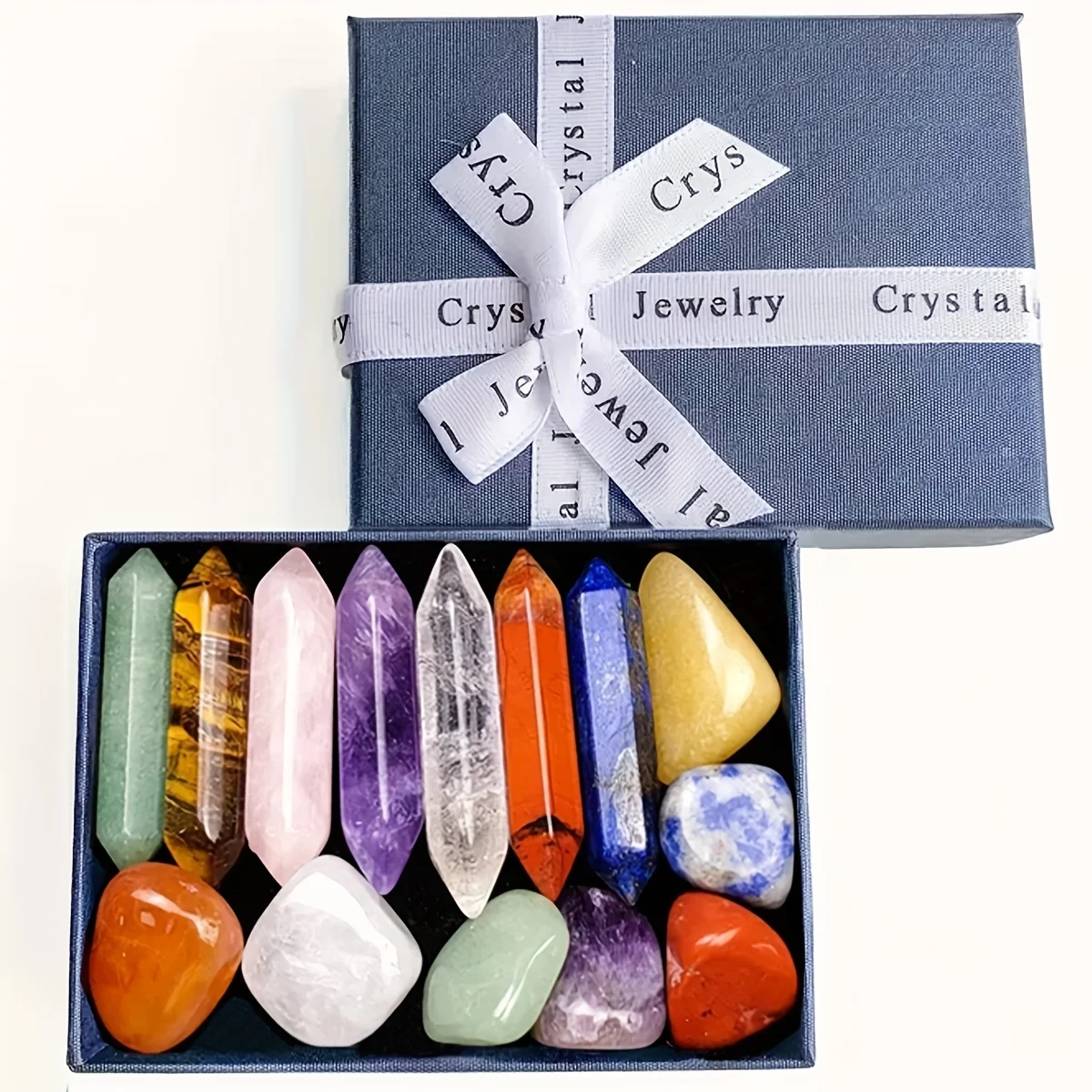 14PCS 7 Chakra Crystal Pillar Set – Energy Healing Stones for Yoga & Home Decor