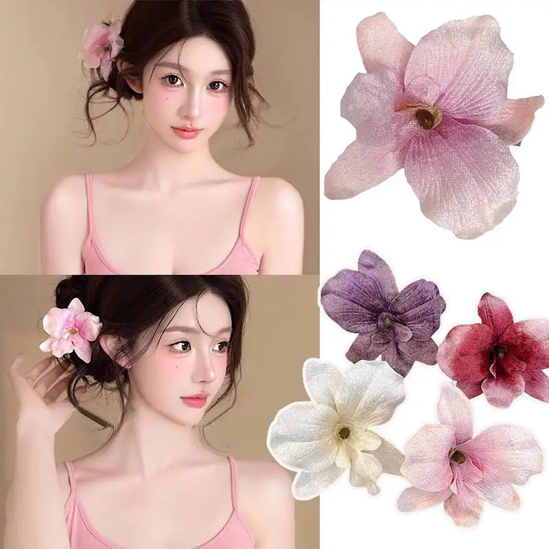 Bohemian Orchid Flower Hair Clip – Seaside Resort Style Headwear