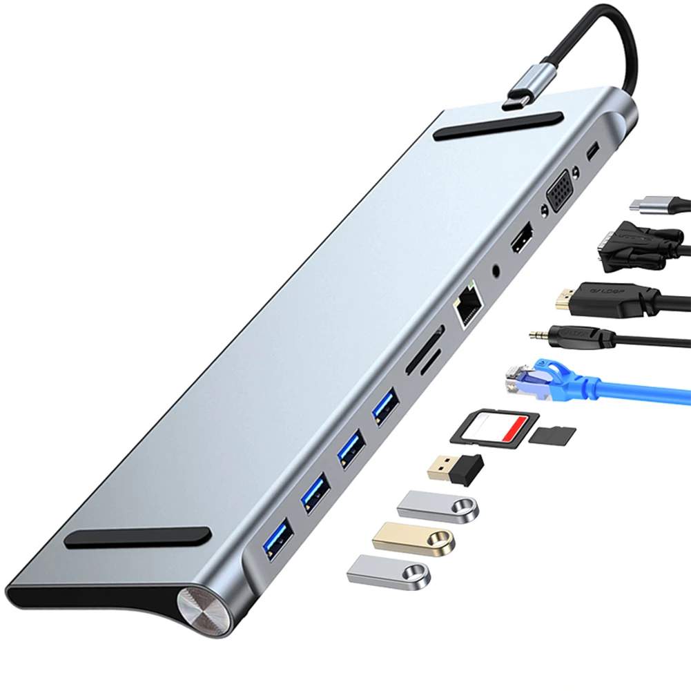 11-in-1 USB-C Docking Station Triple Display Hub for Dell, HP, Lenovo