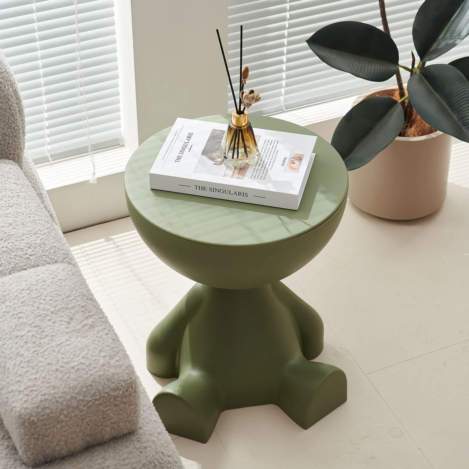 Wedyvko Coffee Table - Modern Round Matte Side Table with Small Storage Rack - Image 9