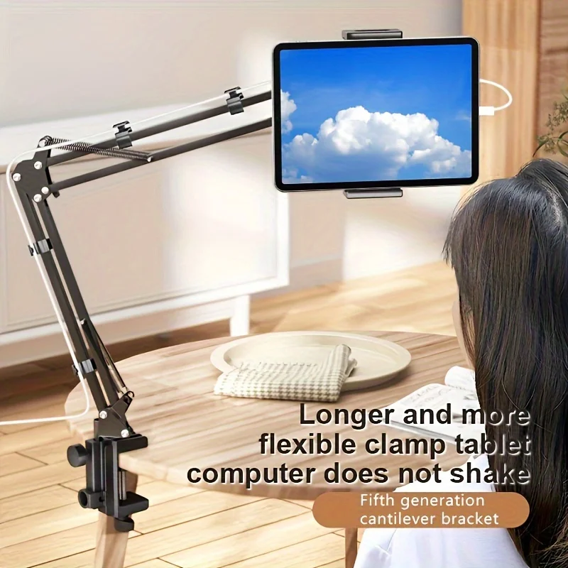 Adjustable Bed Tablet Holder – 360° Rotatable Long Arm Clamp for 4.7–13″ Devices - Image 4