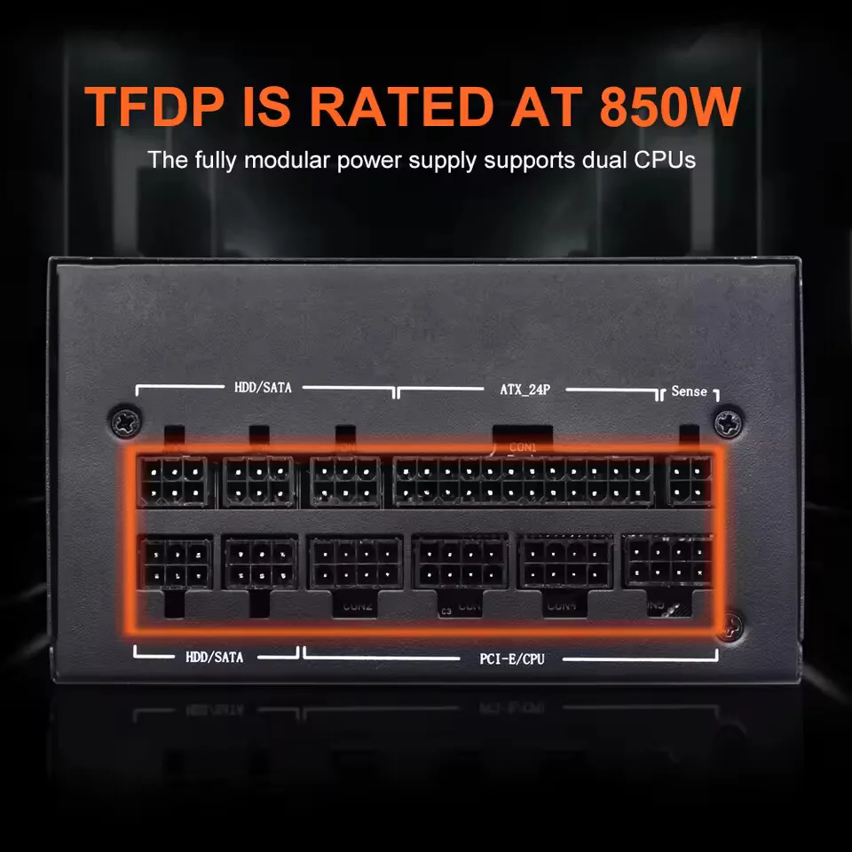 850W 80 Plus Gold Power Supply, Full Modular, Active PFC for Gaming PC - Image 5