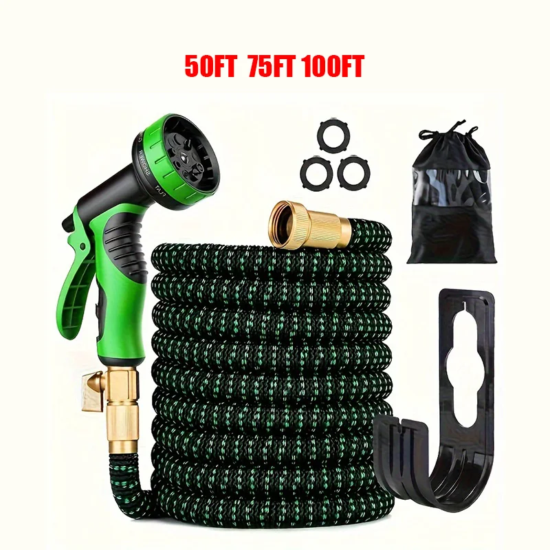 Expandable Garden Telescopic Hose 50/75/100FT with High-Pressure Water Gun for Gardening