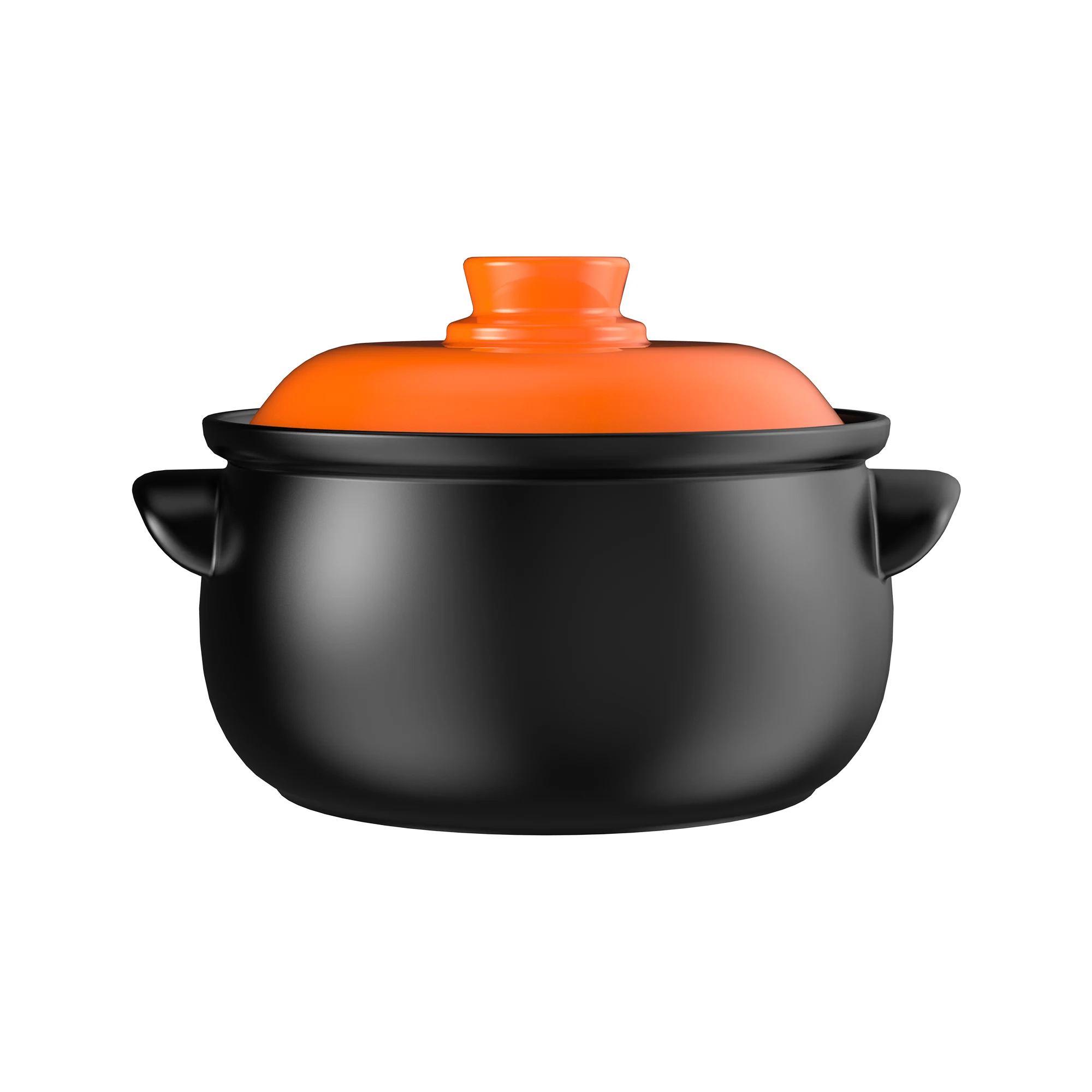 129oz Ceramic Clay Pot with Orange Lid – Heat-Resistant, Thermal Shock Proof, Oven Safe